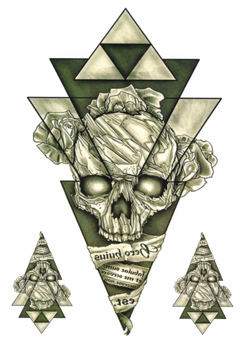 tatouage temporaire tête de mort géométrique